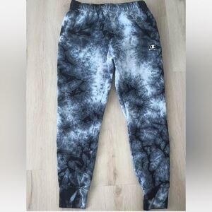 Champion Black & Gray & White Tie-Dye Jogger Sweats
